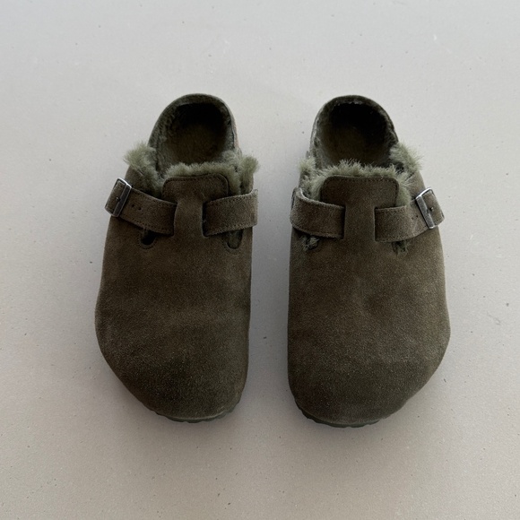 Birkenstock - Boston Shearling - Suede Leather - Thyme - US Men’s 13 - 46 - Picture 3 of 9